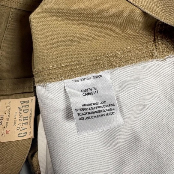 Red Head Shorts Mens 36 Beige RH Canvas Work Cargo Utility Pockets Outdoor - Picture 7 of 9